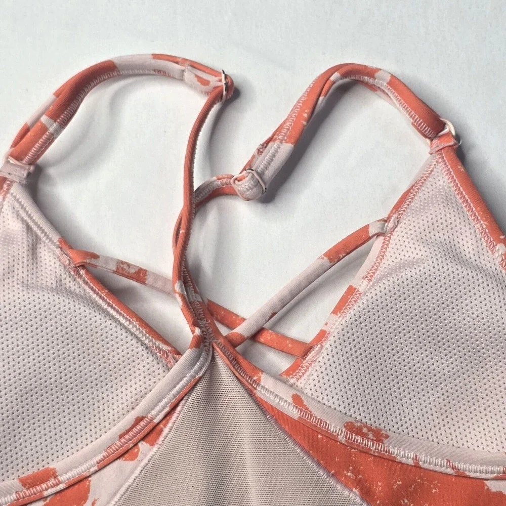 Nike Sports Bra Womens XS Orange Pink Abstract Dri-FIT Indy Light Support Active